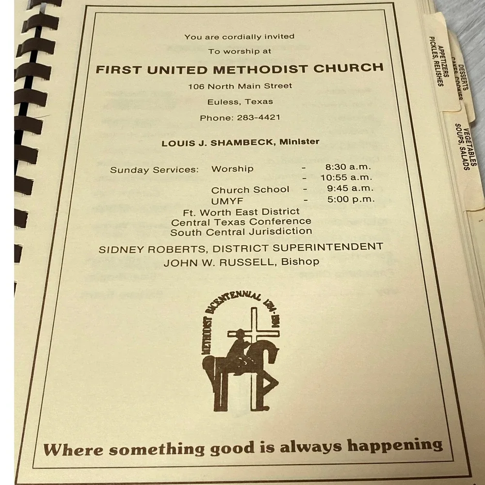 Vintage 1984 Burnt Offerings Cookbook First United Methodist Church Euless Texas